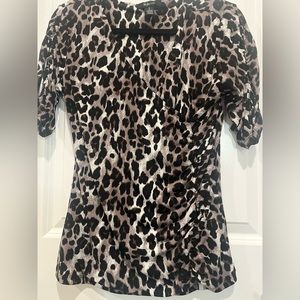 STYLE & Co Leopard Brown Wrap V-neck Raffled Sleeves Top Size S